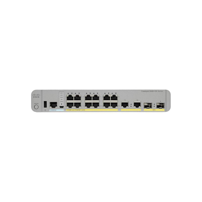 Cisco WS-C3560CX-12PC-S Switch, 12x GE PoE, 4x Uplink, Layer 3 Compact